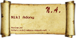 Nikl Adony névjegykártya